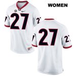 Women's Georgia Bulldogs NCAA #27 Nick Chubb Nike Stitched White Authentic No Name College Football Jersey EEM2854YI